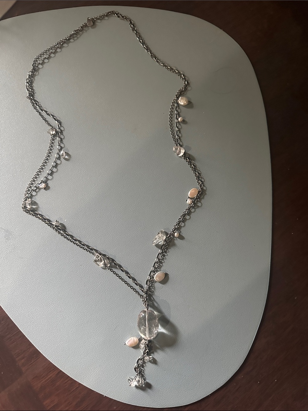 Silpada Silver Multi-Chain Necklace with Clear and Pearl Accents. Beautiful!